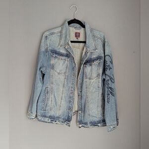 Boom boom jeans denim jacket women's size large 20x32 x27